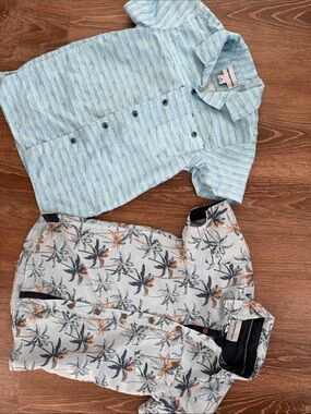 Station Boys Light Blue Short Sleeve Button Shirts
